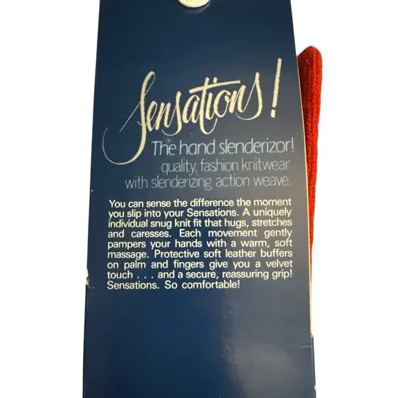 Vtg Sensations By Isotoner Red Knit Leather Palms OSFM Flexible Slenderizor Fit - Picture 5 of 8
